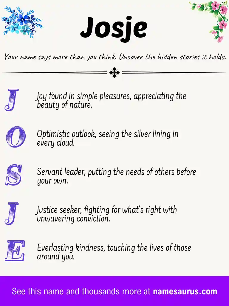 Acrostic poem about Josje.