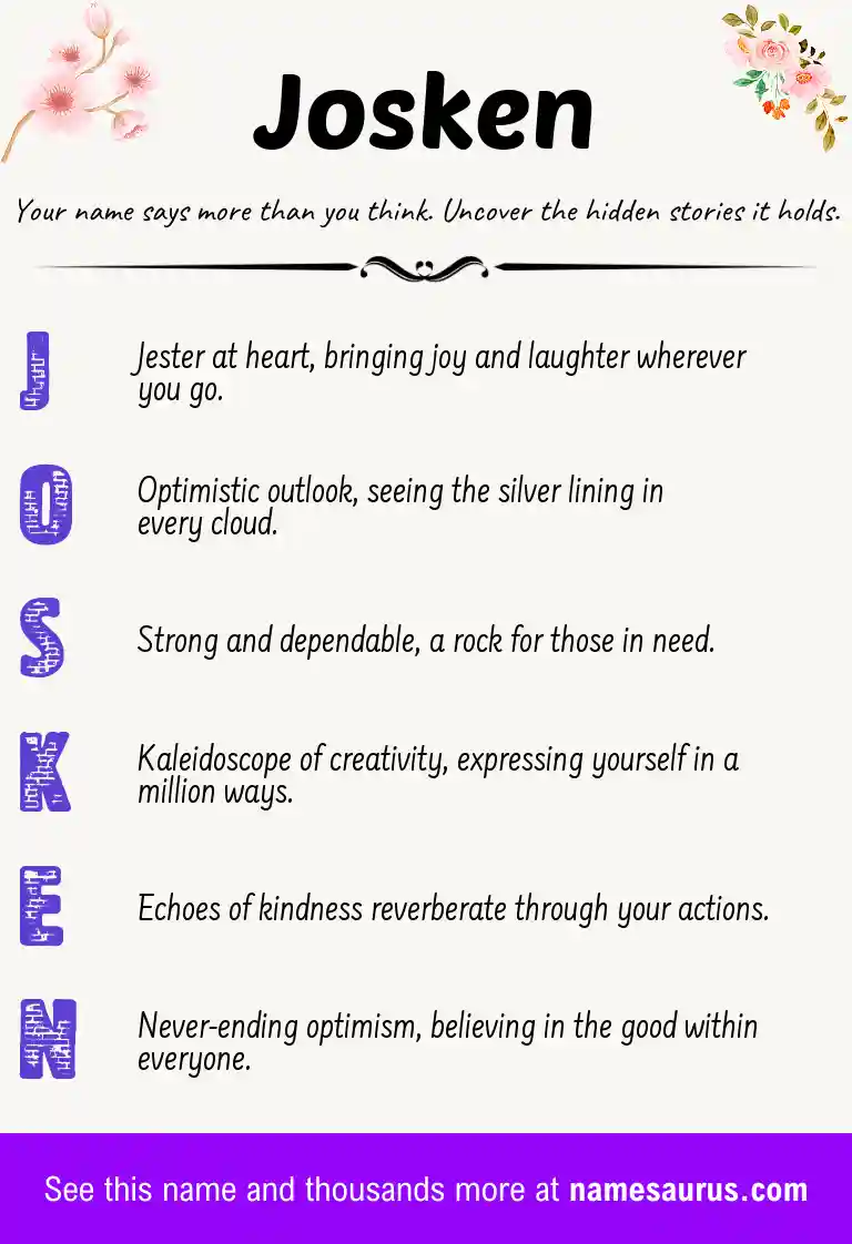 Acrostic poem about Josken.