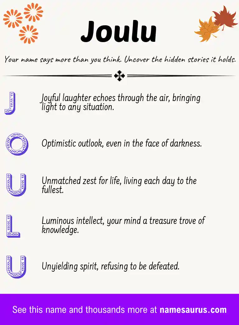 Acrostic poem about Joulu.