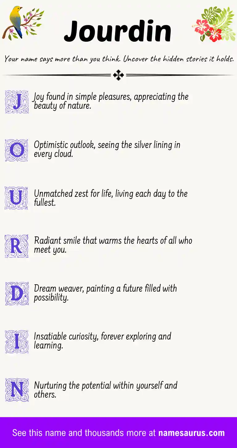 Acrostic poem about Jourdin.
