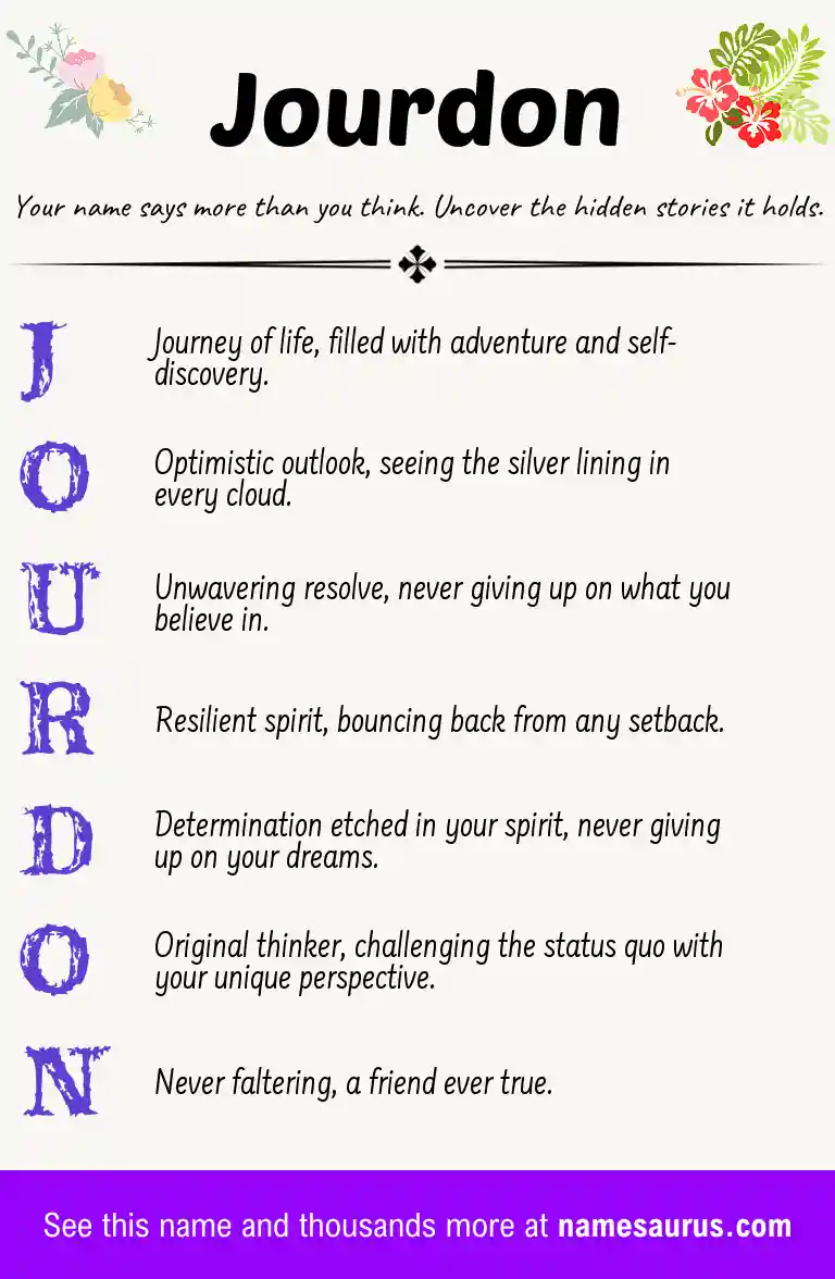 Acrostic poem about Jourdon.