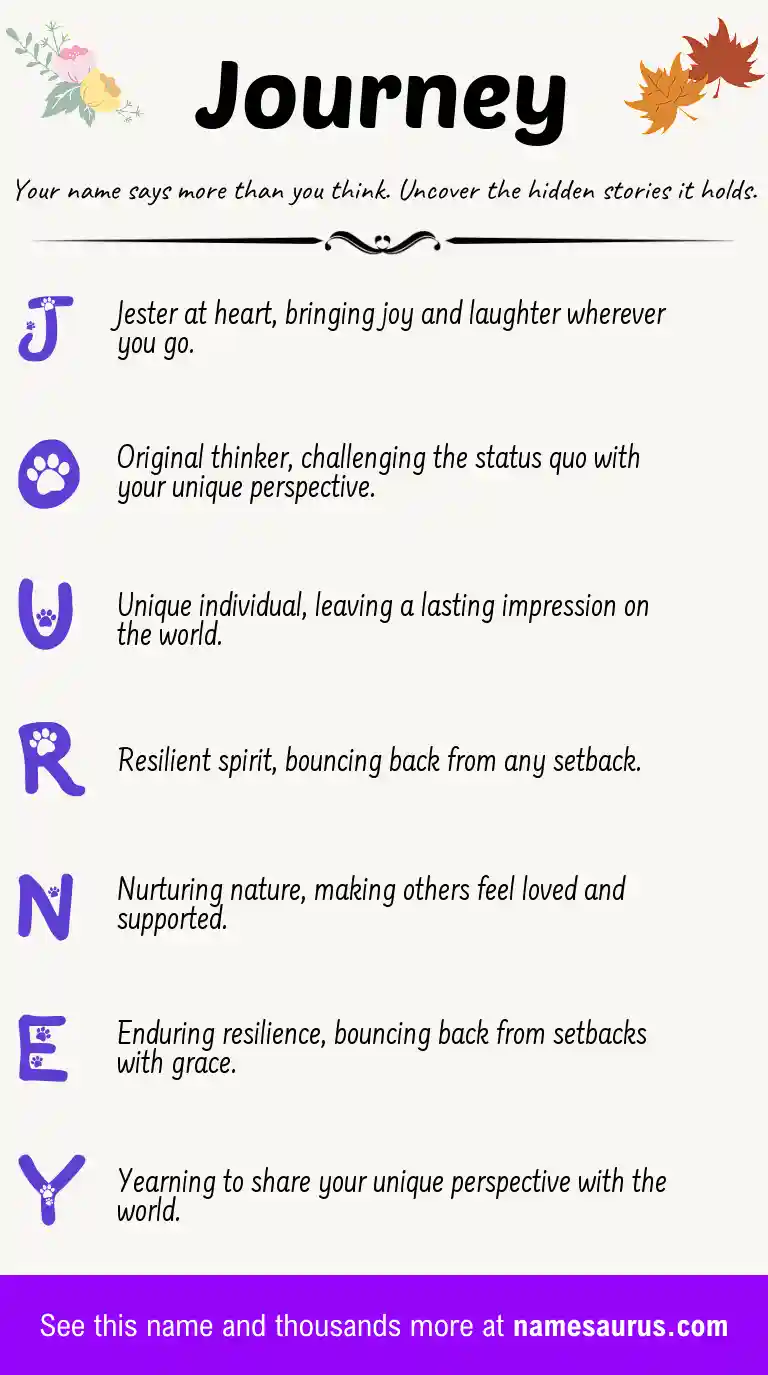 Acrostic poem about Journey.
