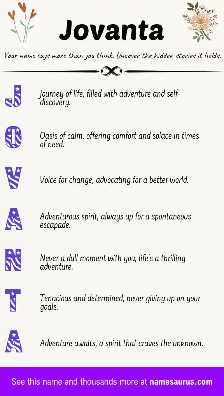 Acrostic poem about Jovanta.