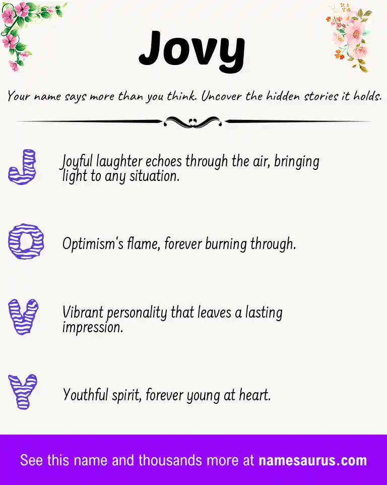 Acrostic poem about Jovy.