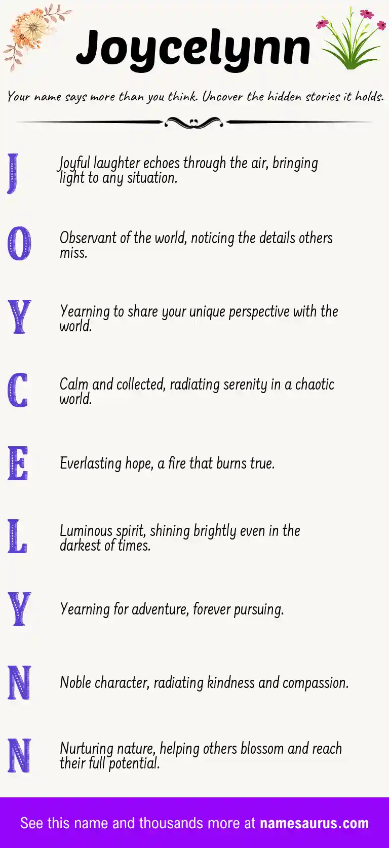 Acrostic poem about Joycelynn.