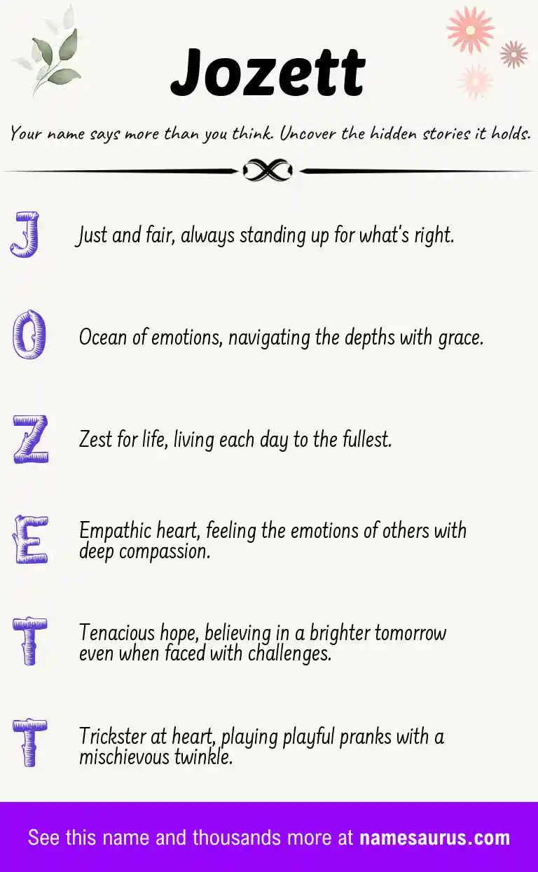 Acrostic poem about Jozett.