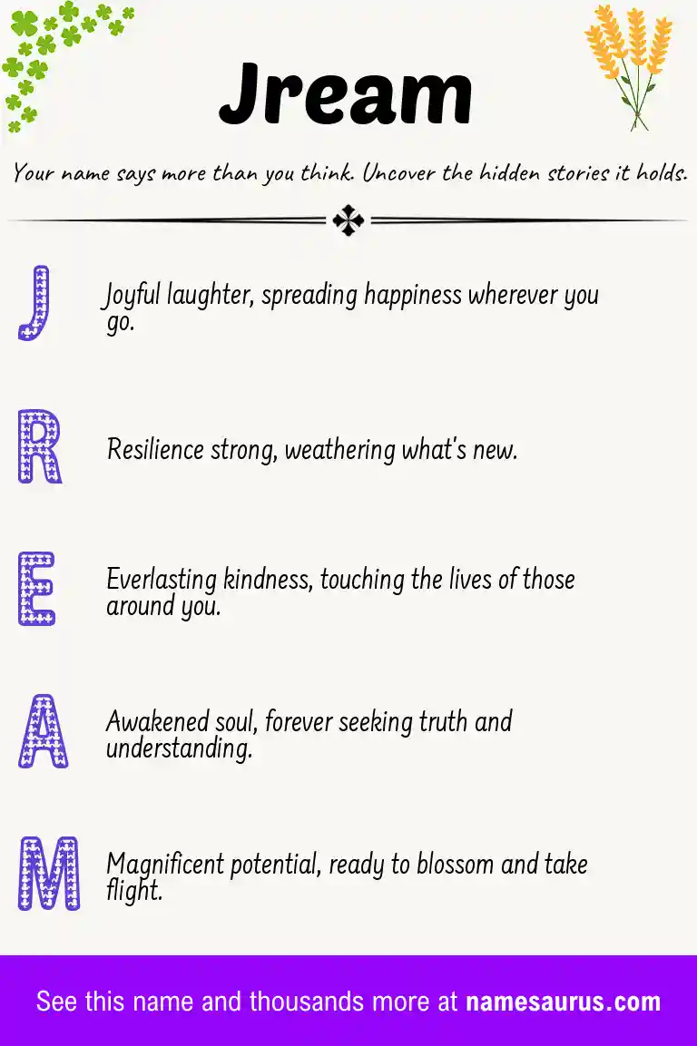 Acrostic poem about Jream.