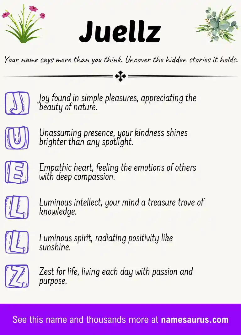 Acrostic poem about Juellz.