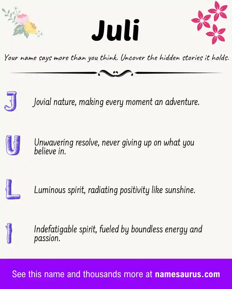 Acrostic poem about Juli.