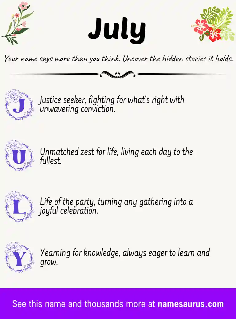 Acrostic poem about July.