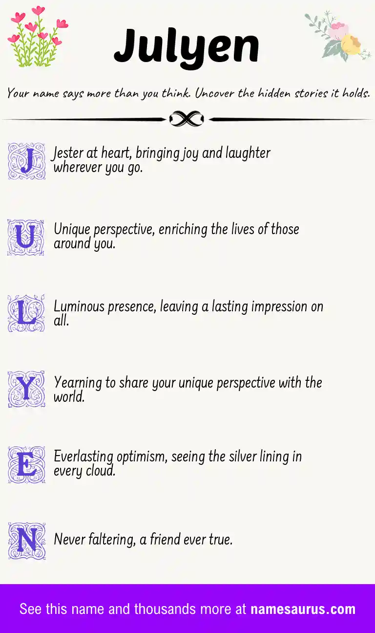 Acrostic poem about Julyen.