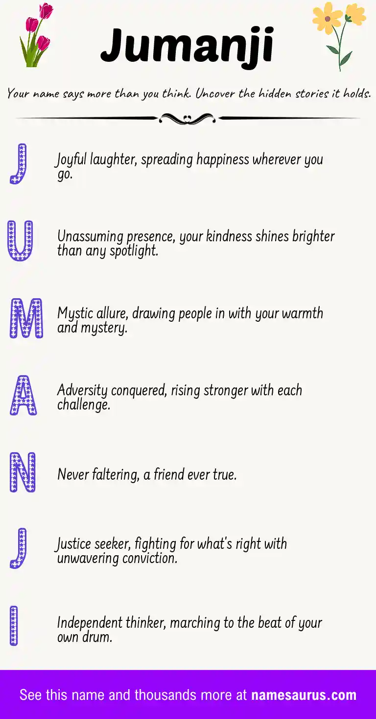Acrostic poem about Jumanji.