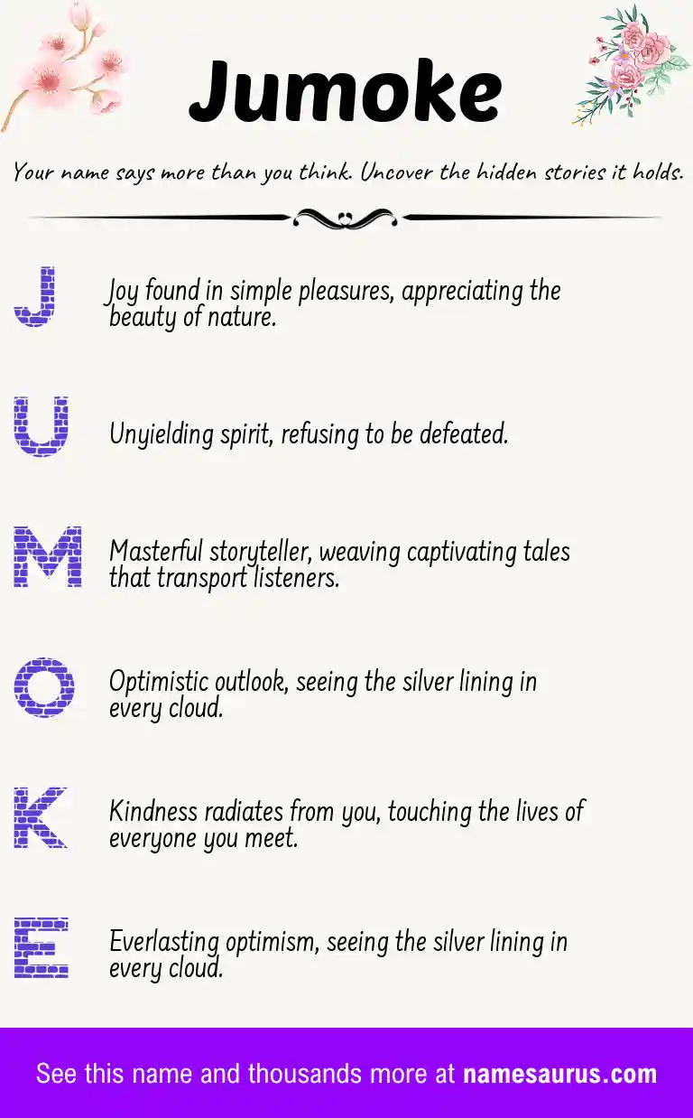 Acrostic poem about Jumoke.