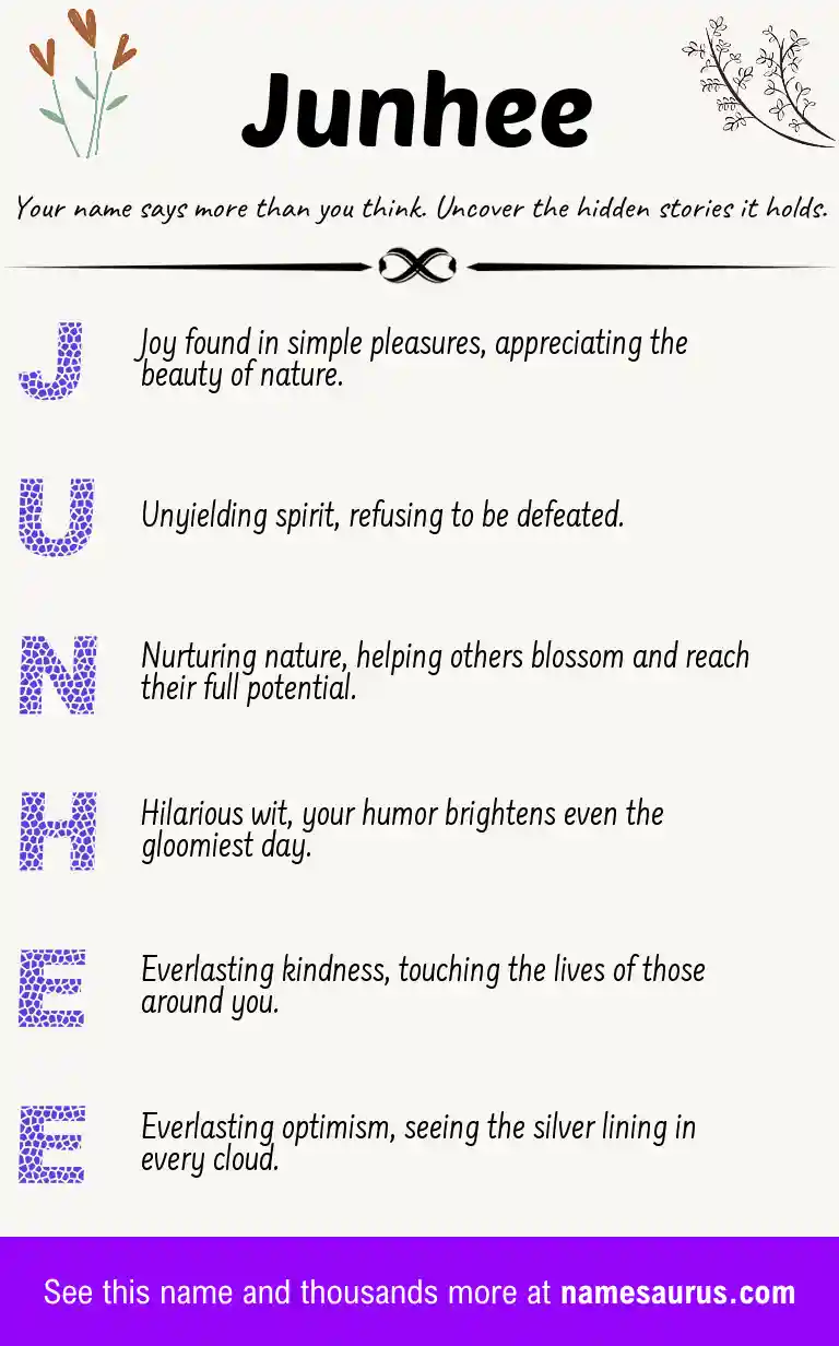 Acrostic poem about Junhee.