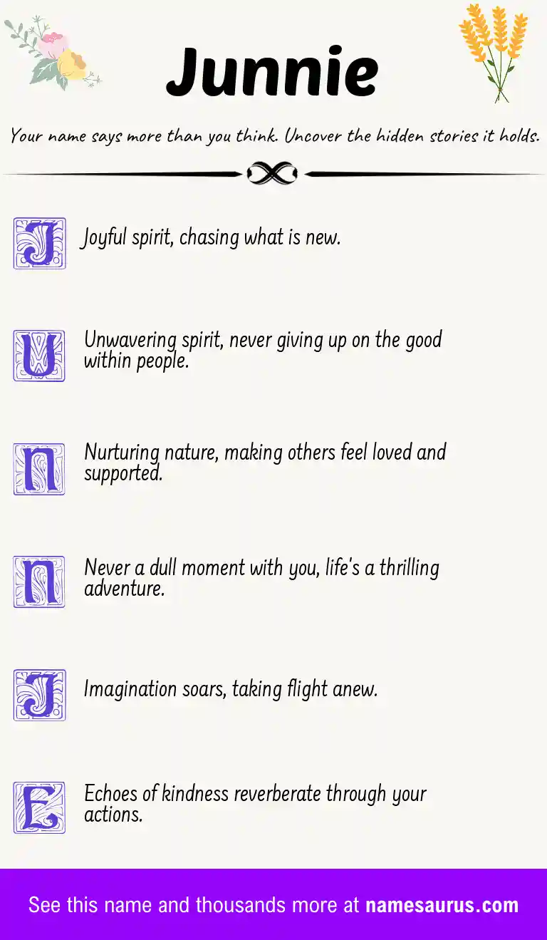 Acrostic poem about Junnie.