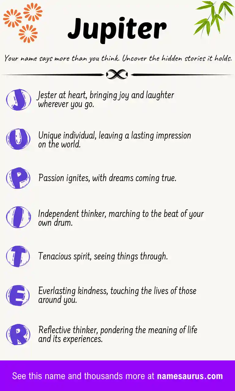 Acrostic poem about Jupiter.