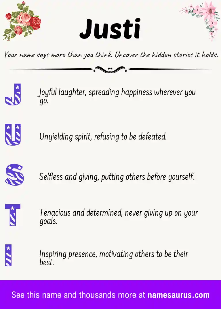 Acrostic poem about Justi.