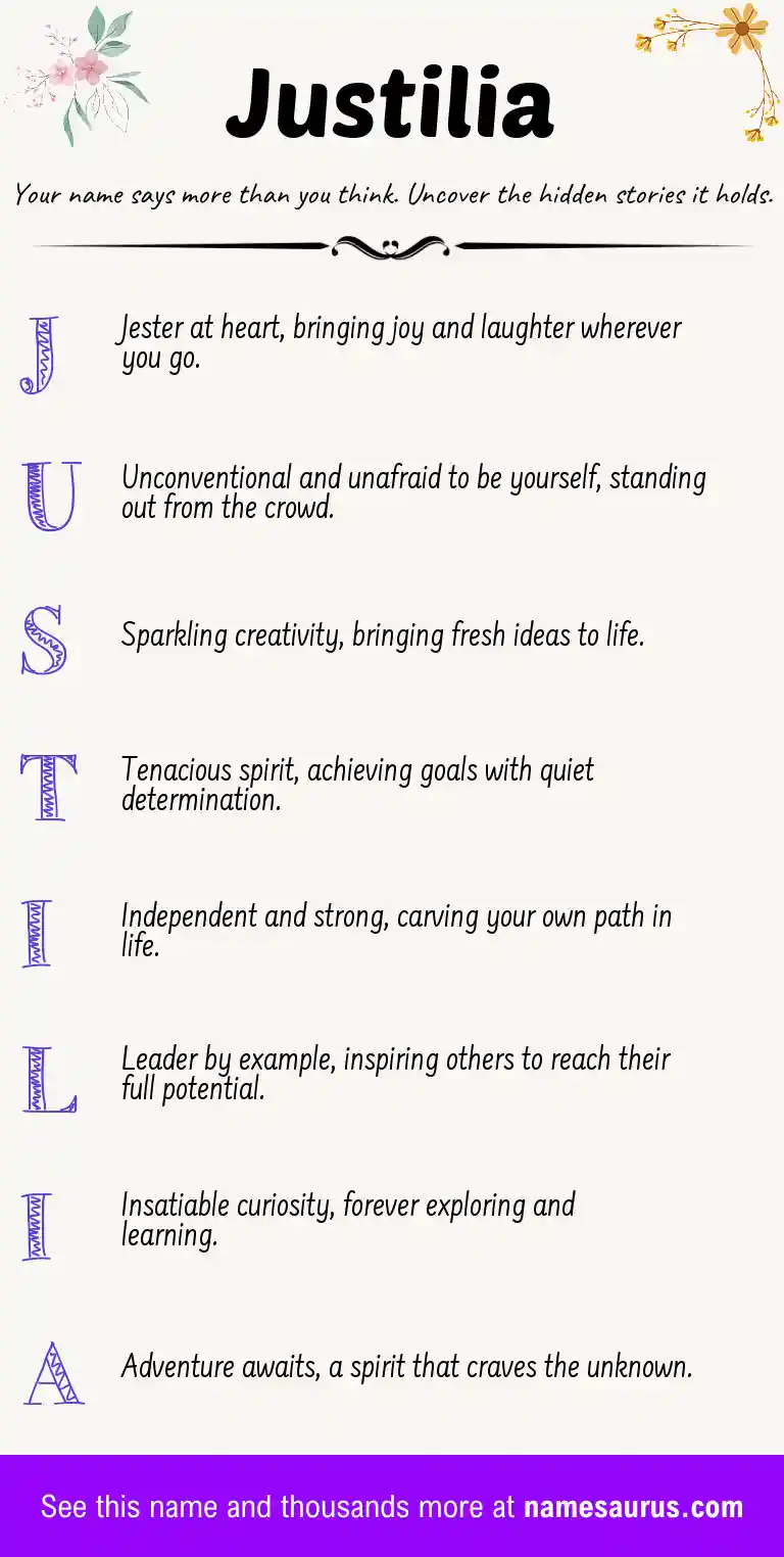 Acrostic poem about Justilia.