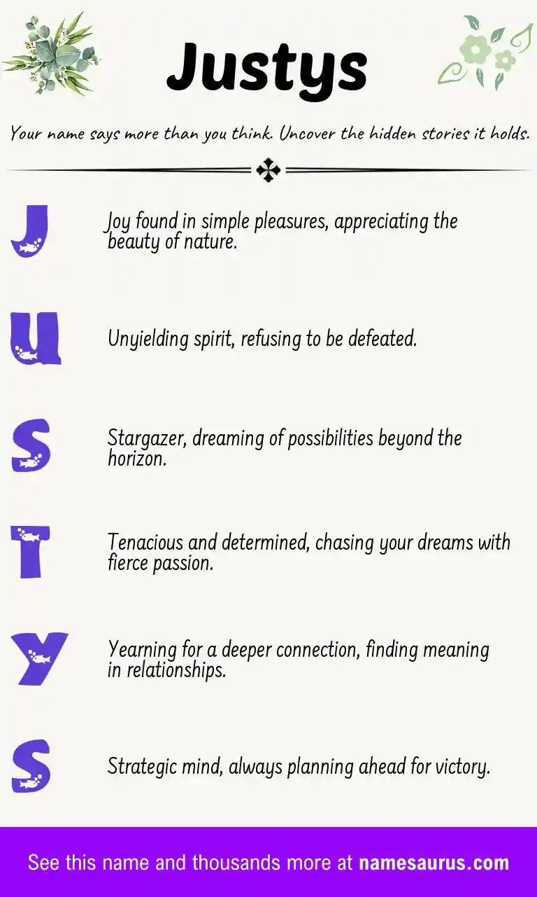 Acrostic poem about Justys.