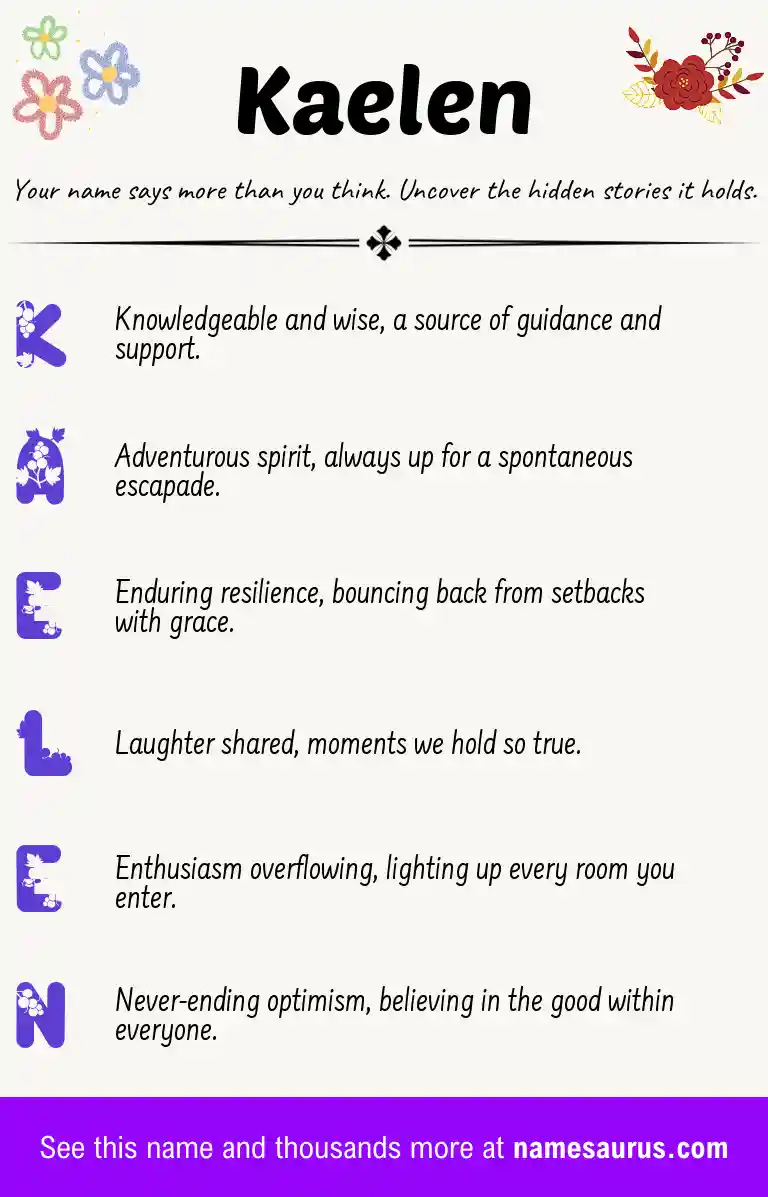 Acrostic poem about Kaelen.