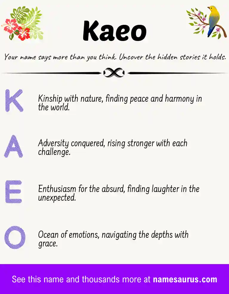 Acrostic poem about Kaeo.