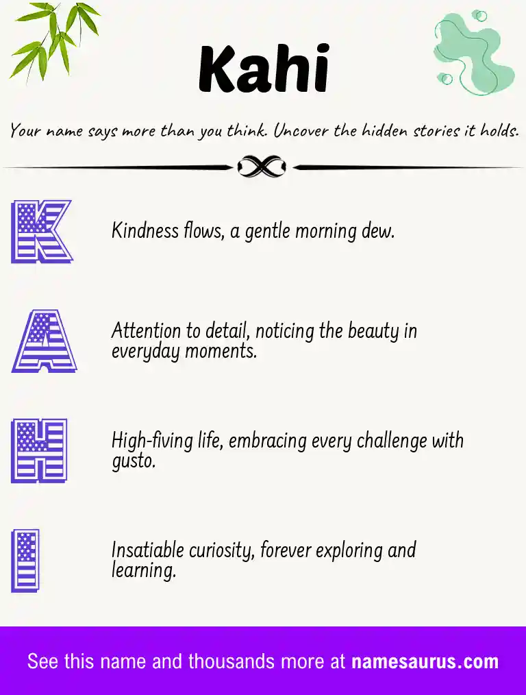 Acrostic poem about Kahi.