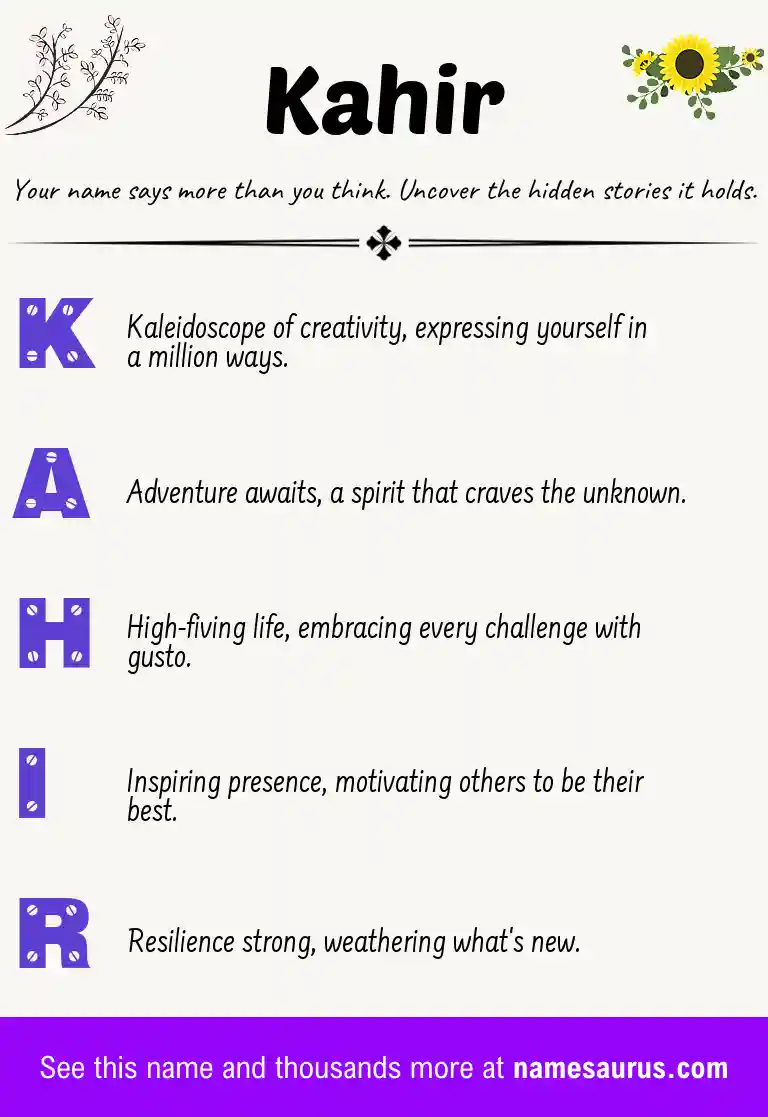 Acrostic poem about Kahir.