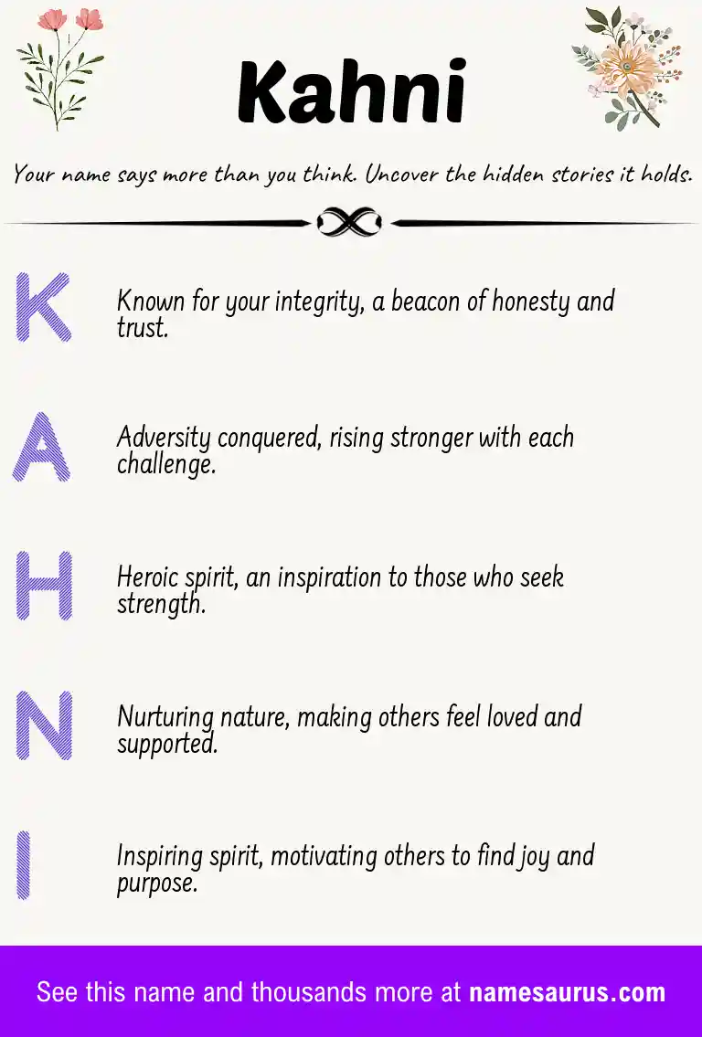 Acrostic poem about Kahni.