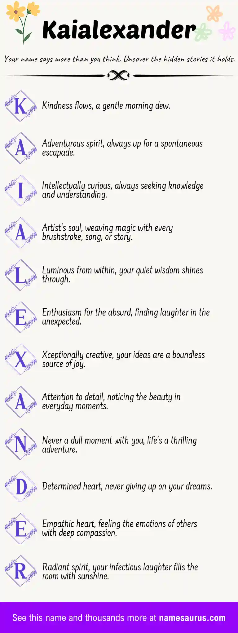 Acrostic poem about Kaialexander.
