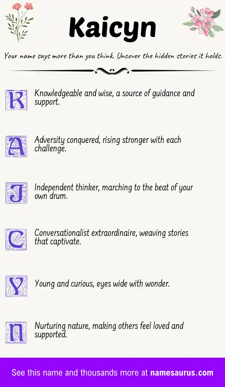 Acrostic poem about Kaicyn.
