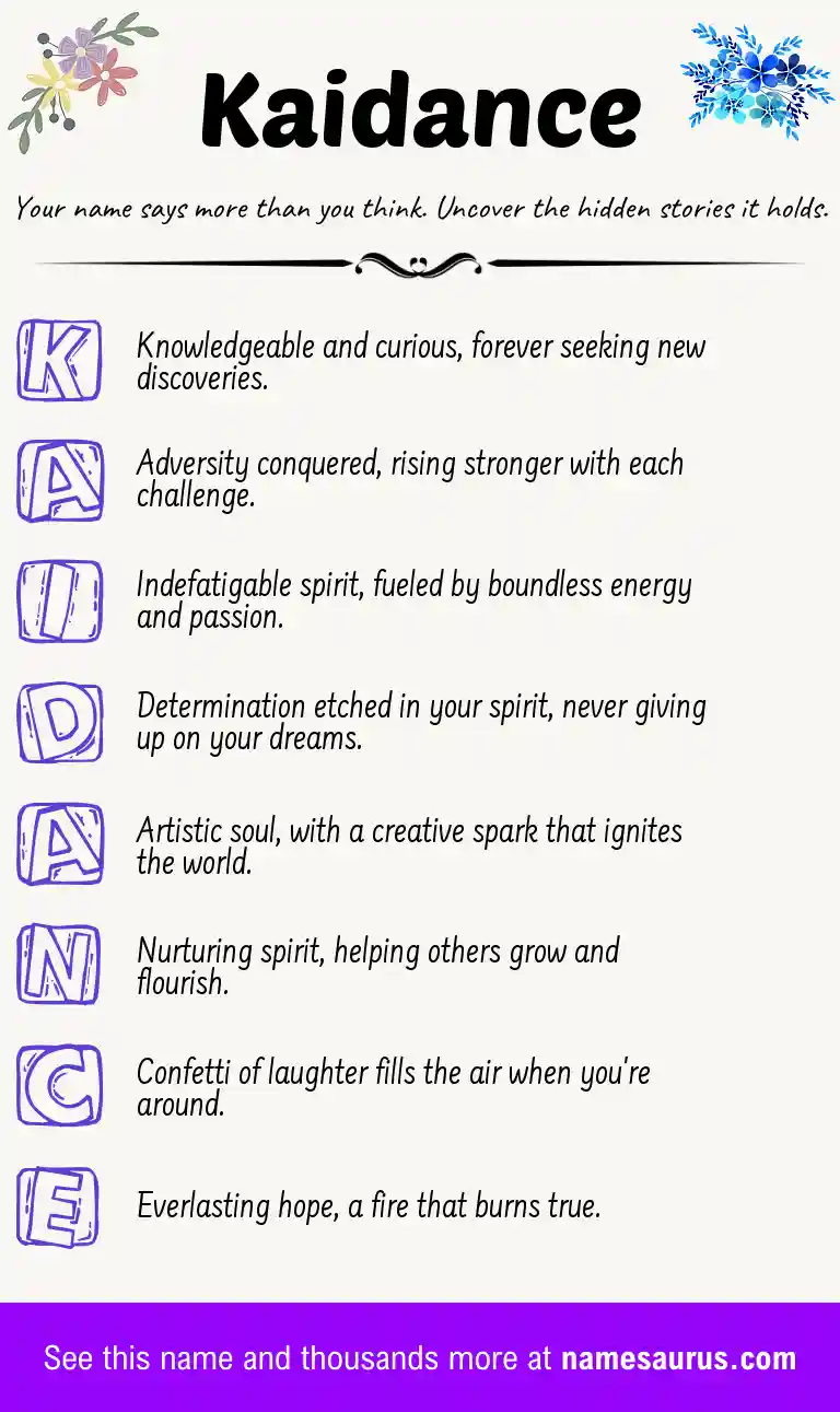 Acrostic poem about Kaidance.