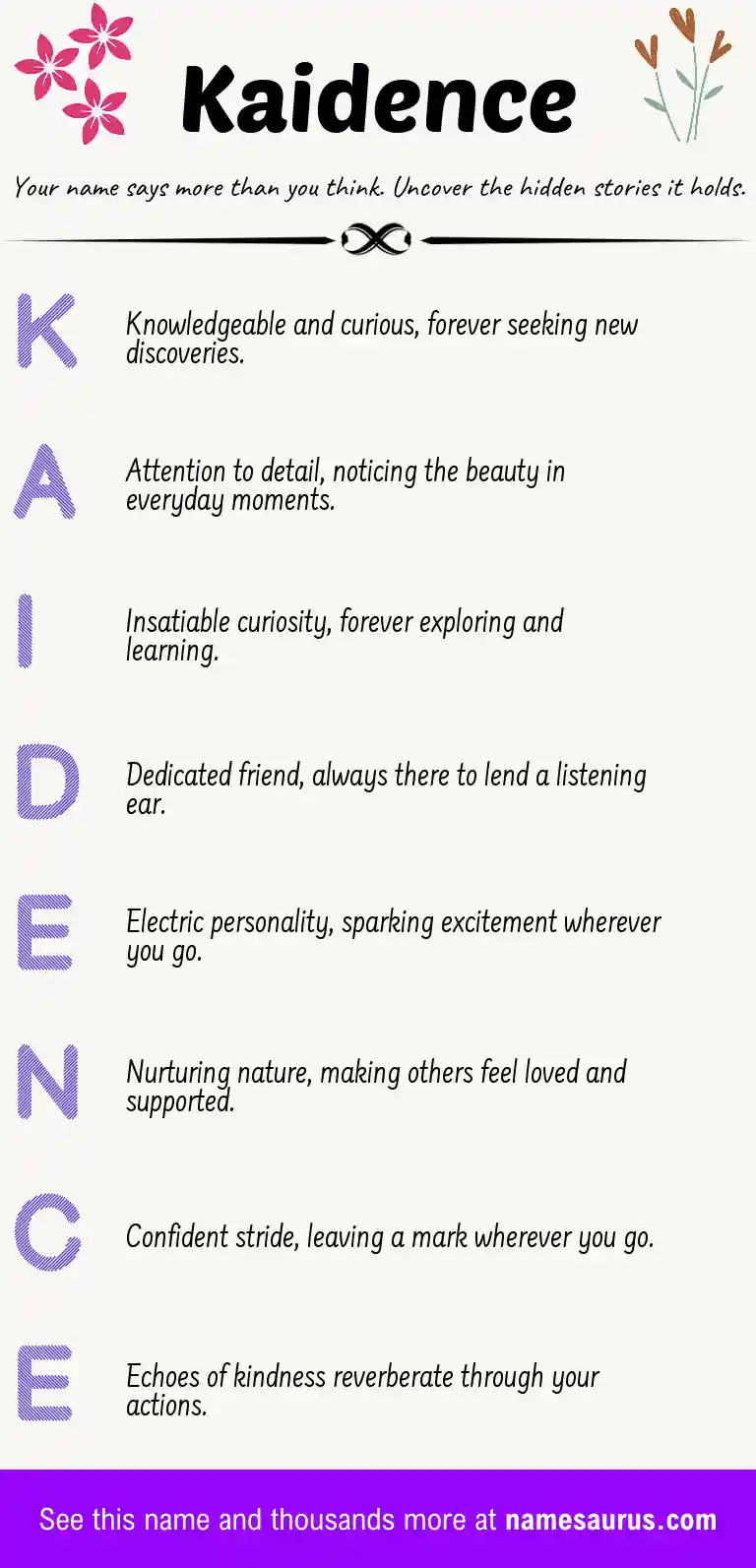 Acrostic poem about Kaidence.