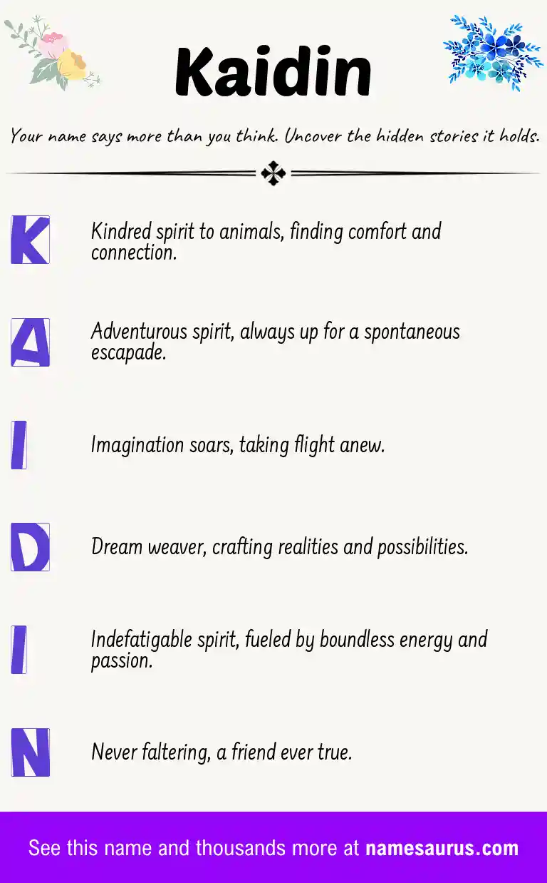 Acrostic poem about Kaidin.