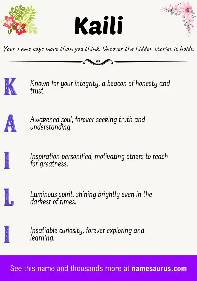 Acrostic poem about Kaili.