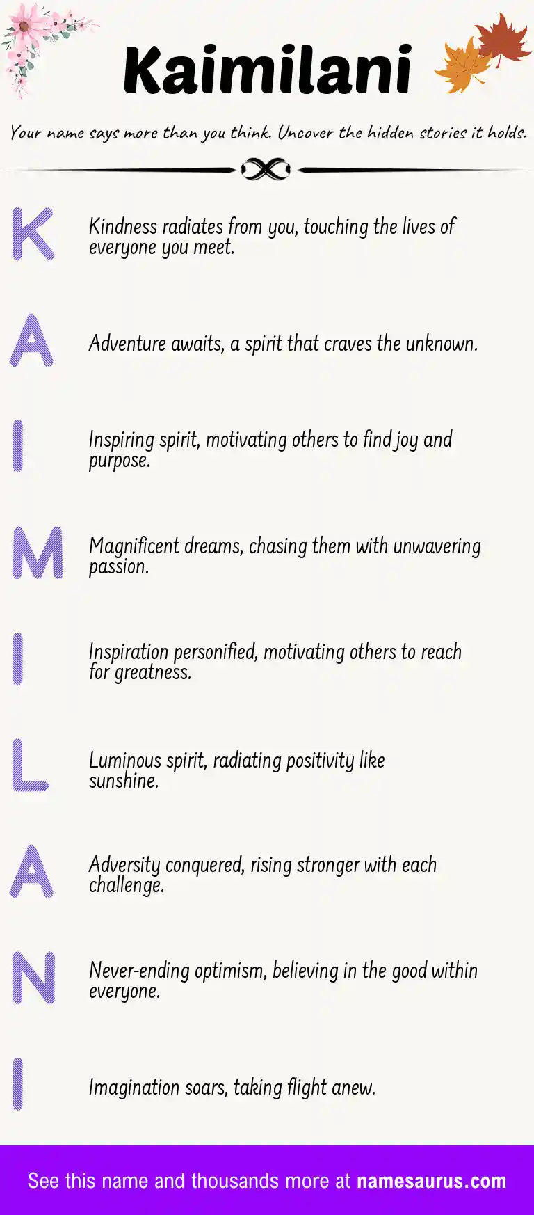 Acrostic poem about Kaimilani.