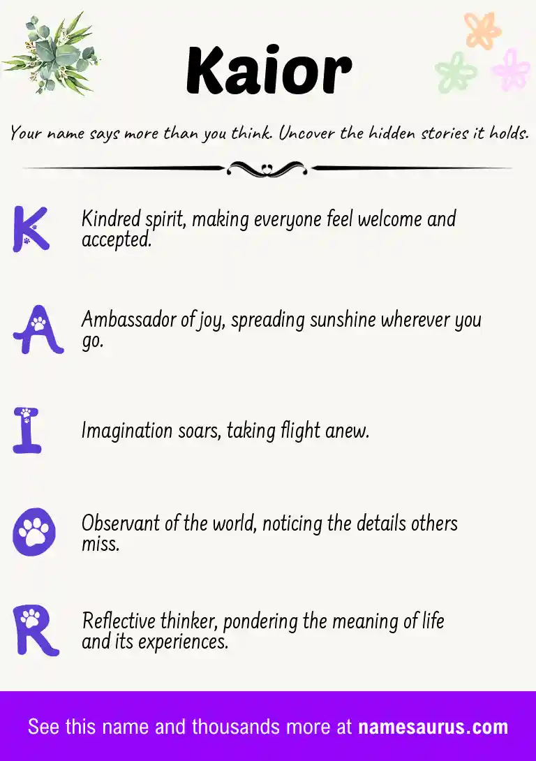 Acrostic poem about Kaior.