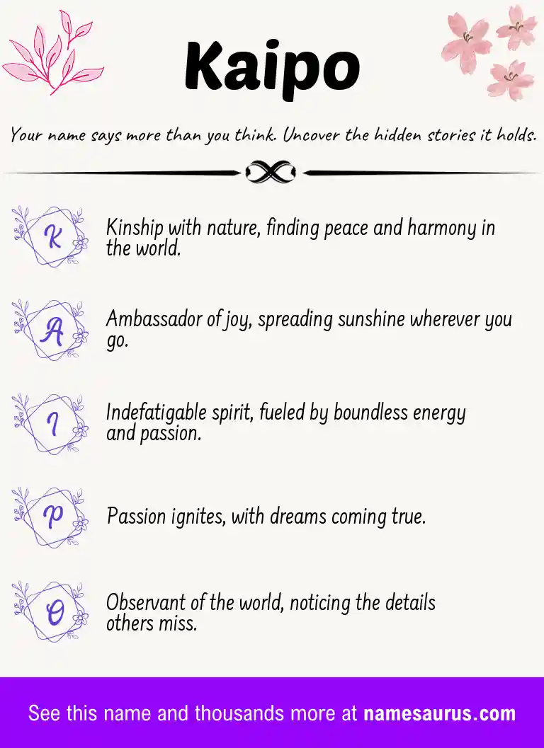 Acrostic poem about Kaipo.