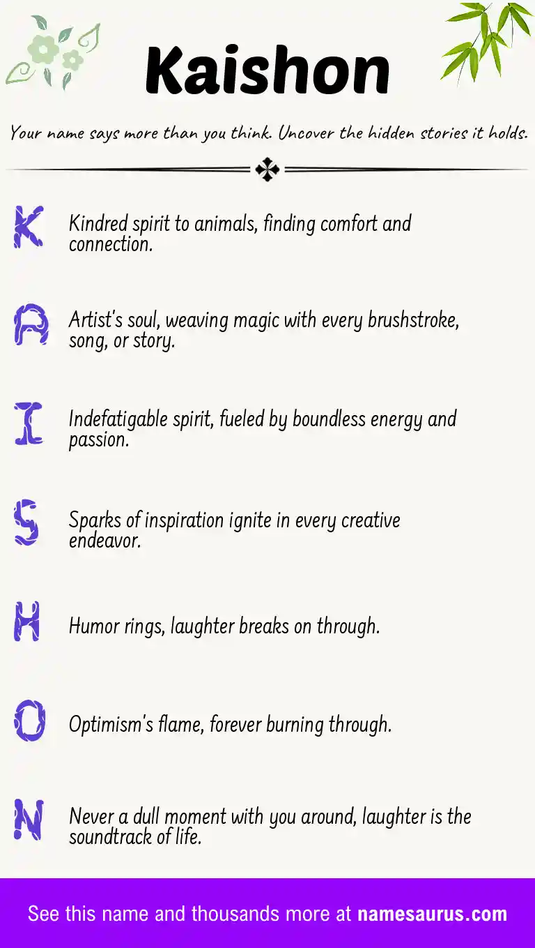 Acrostic poem about Kaishon.