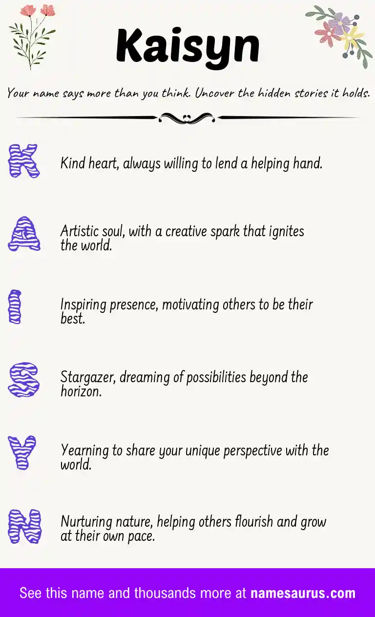 Acrostic poem about Kaisyn.