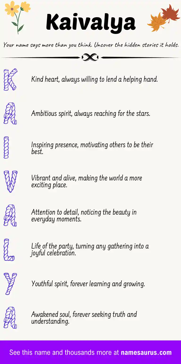 Acrostic poem about Kaivalya.
