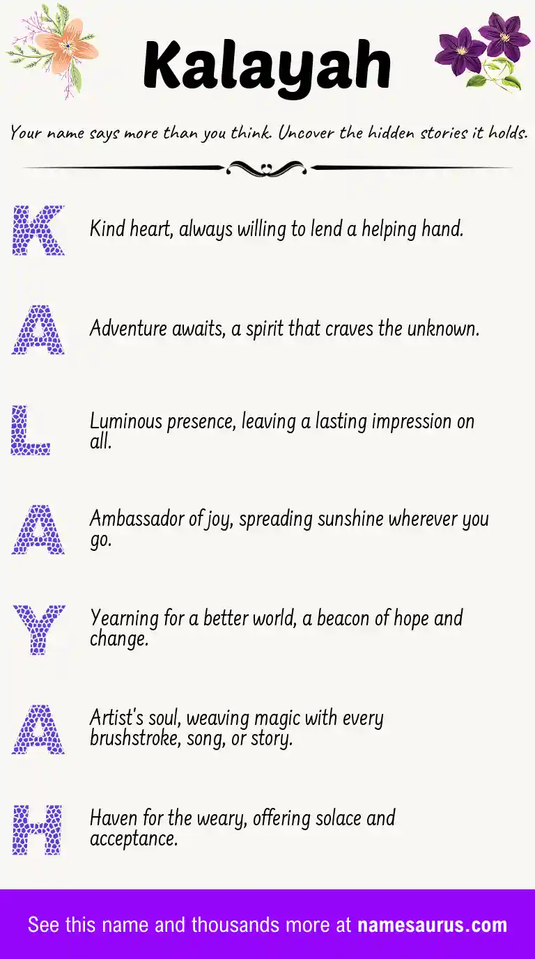 Acrostic poem about Kalayah.