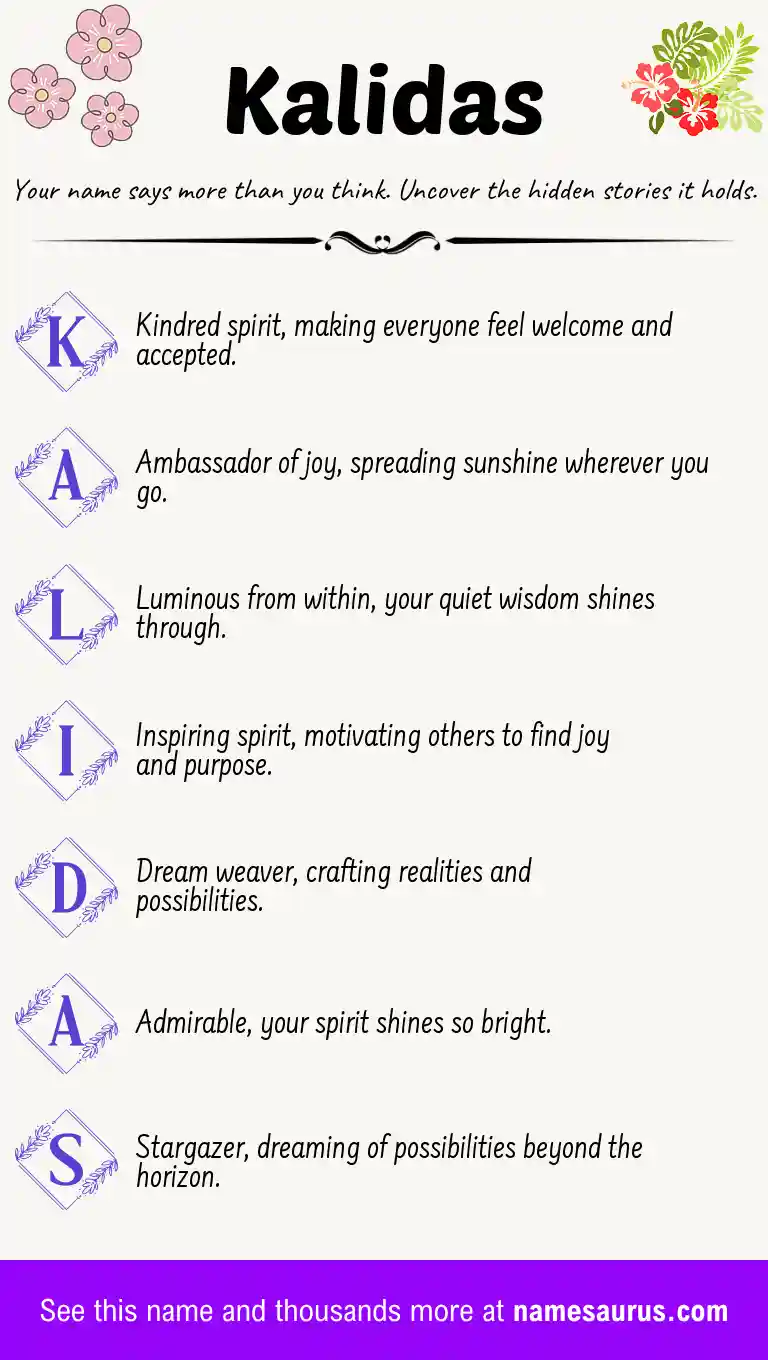 Acrostic poem about Kalidas.