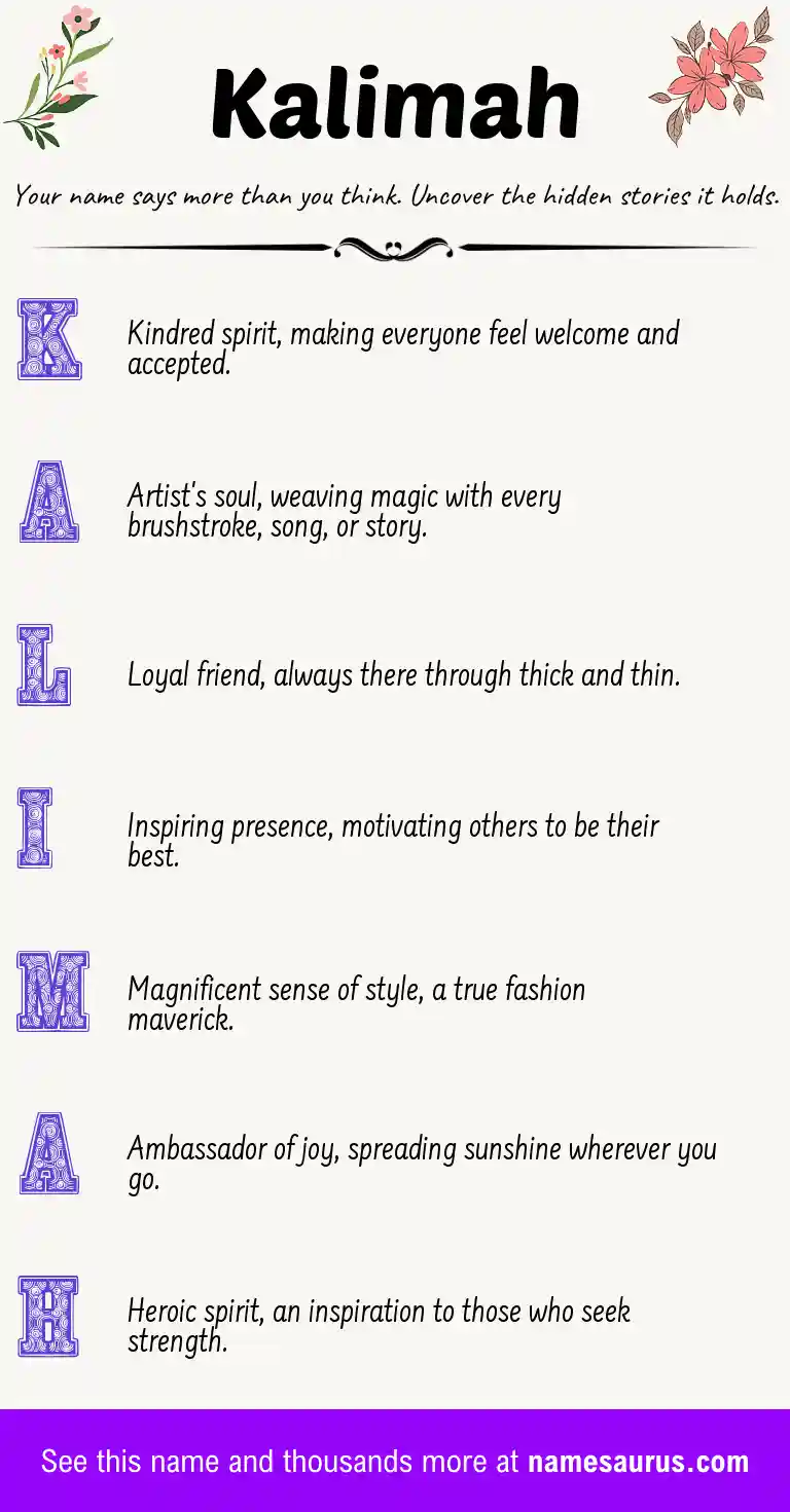 Acrostic poem about Kalimah.