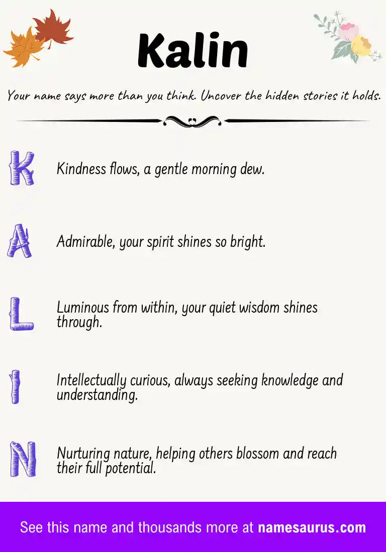 Acrostic poem about Kalin.
