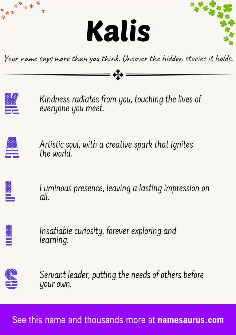 Acrostic poem about Kalis.