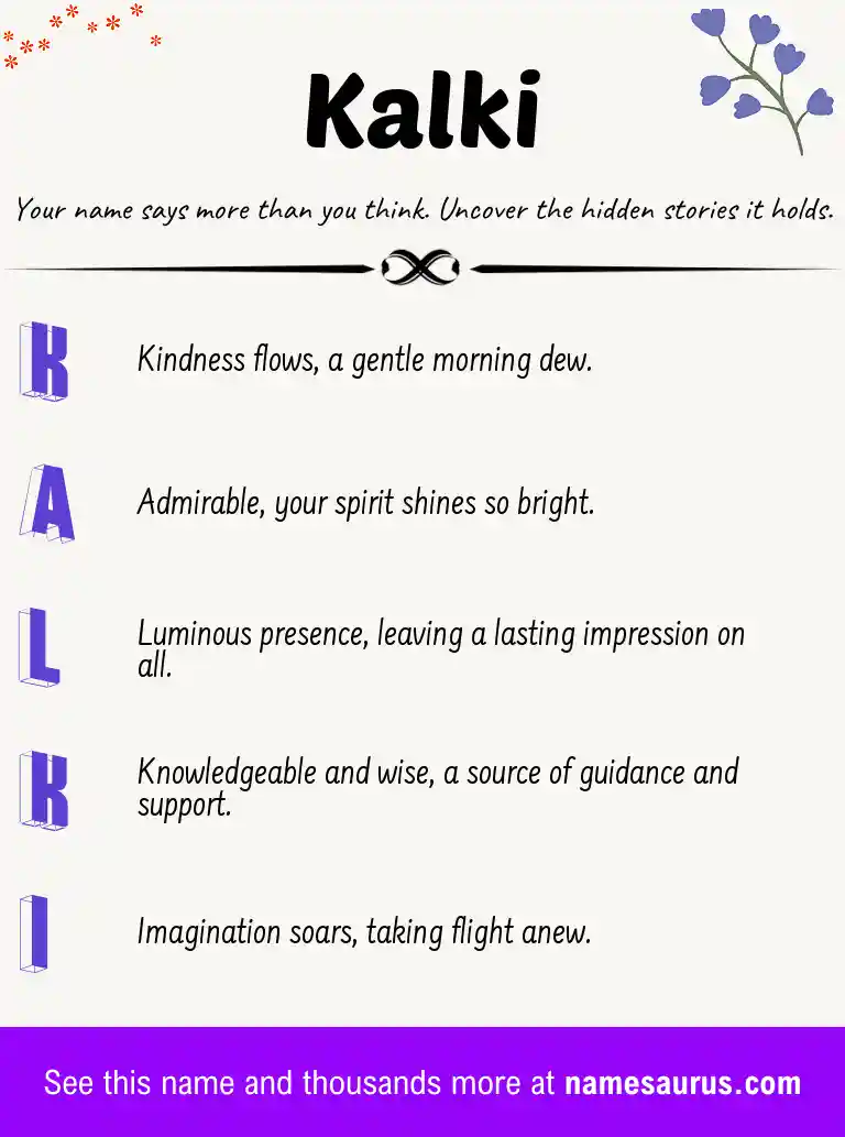 Acrostic poem about Kalki.