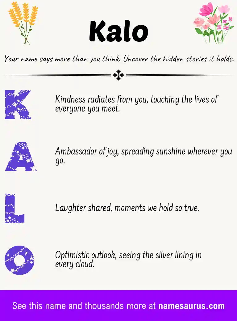 Acrostic poem about Kalo.