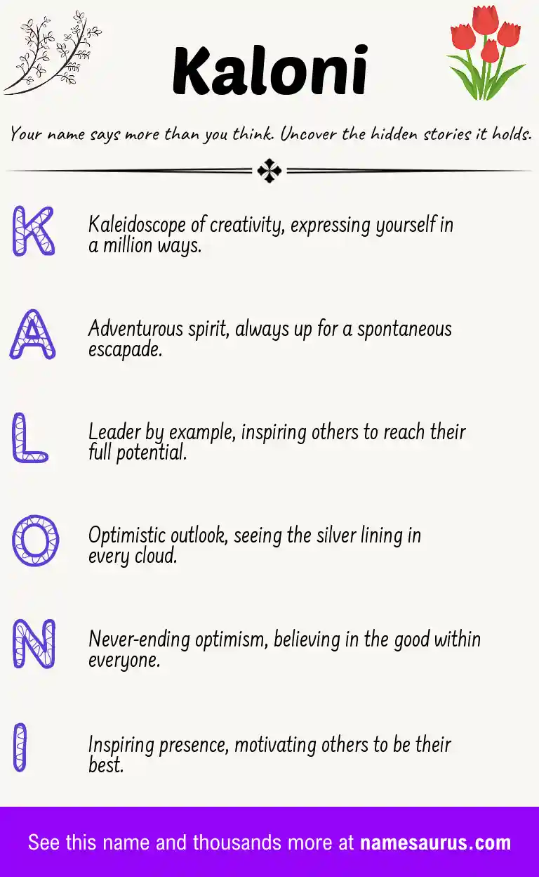 Acrostic poem about Kaloni.