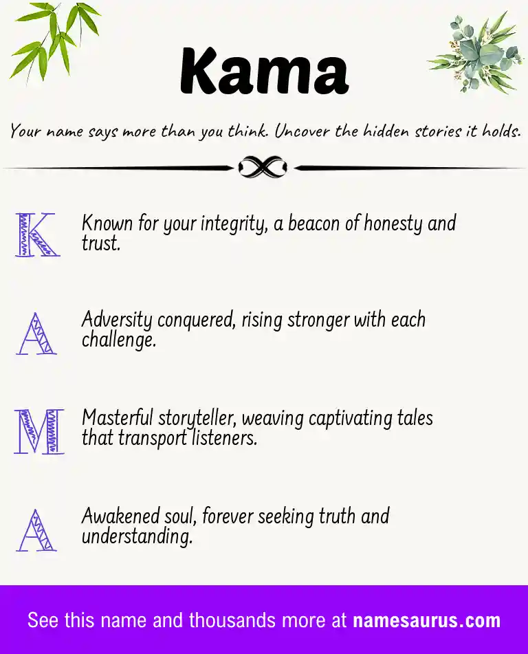 Acrostic poem about Kama.
