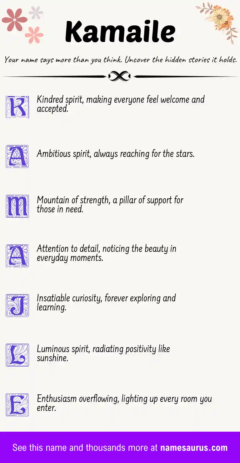 Acrostic poem about Kamaile.